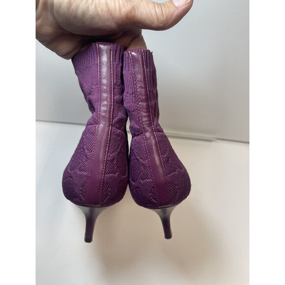 Coach Jade Signature Logo Knit Stretch Sock Bootie In Deep Berry Sz 6.5 New - Picture 5 of 10